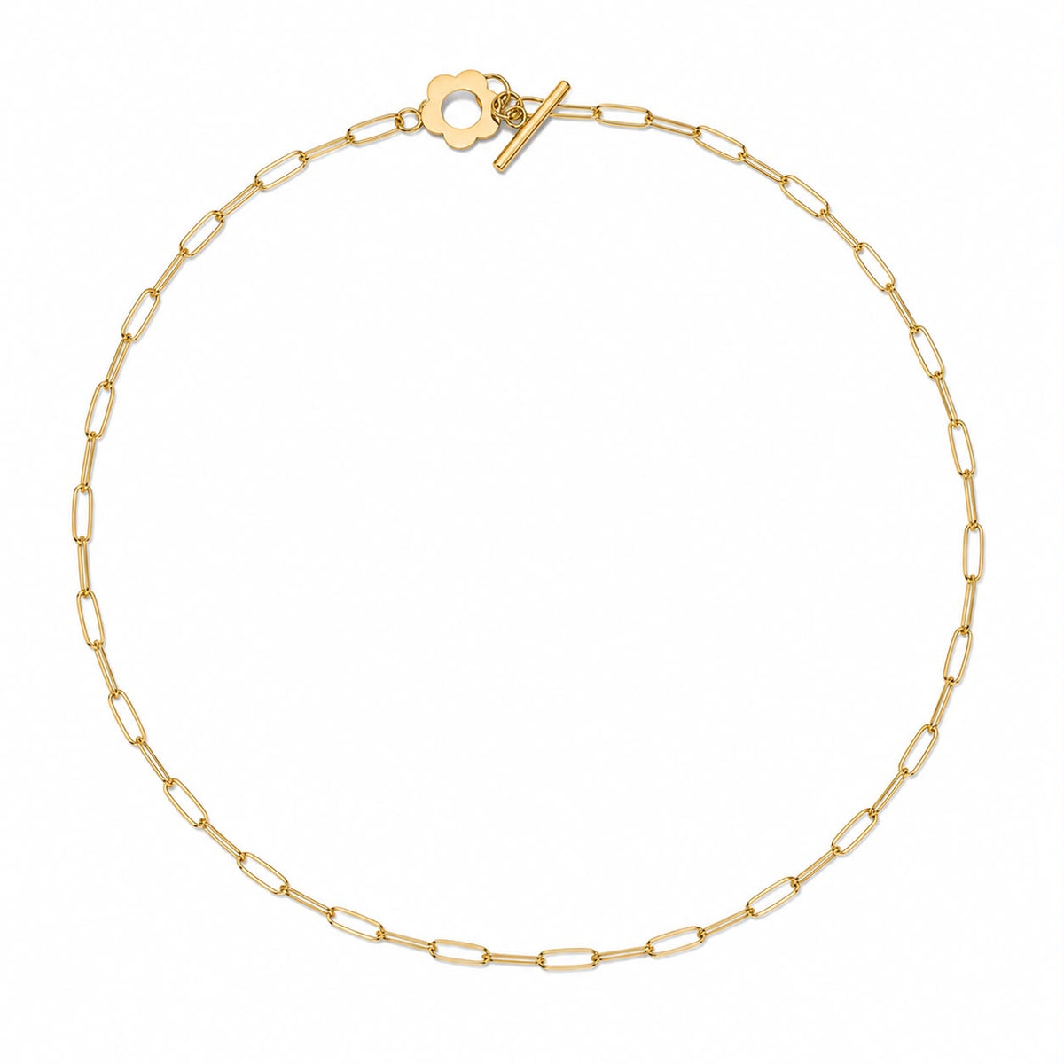 Cadena Paperclip Fina con (Toggle de flor)