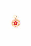 Charm redondo rosa ,flor roja y amarillo