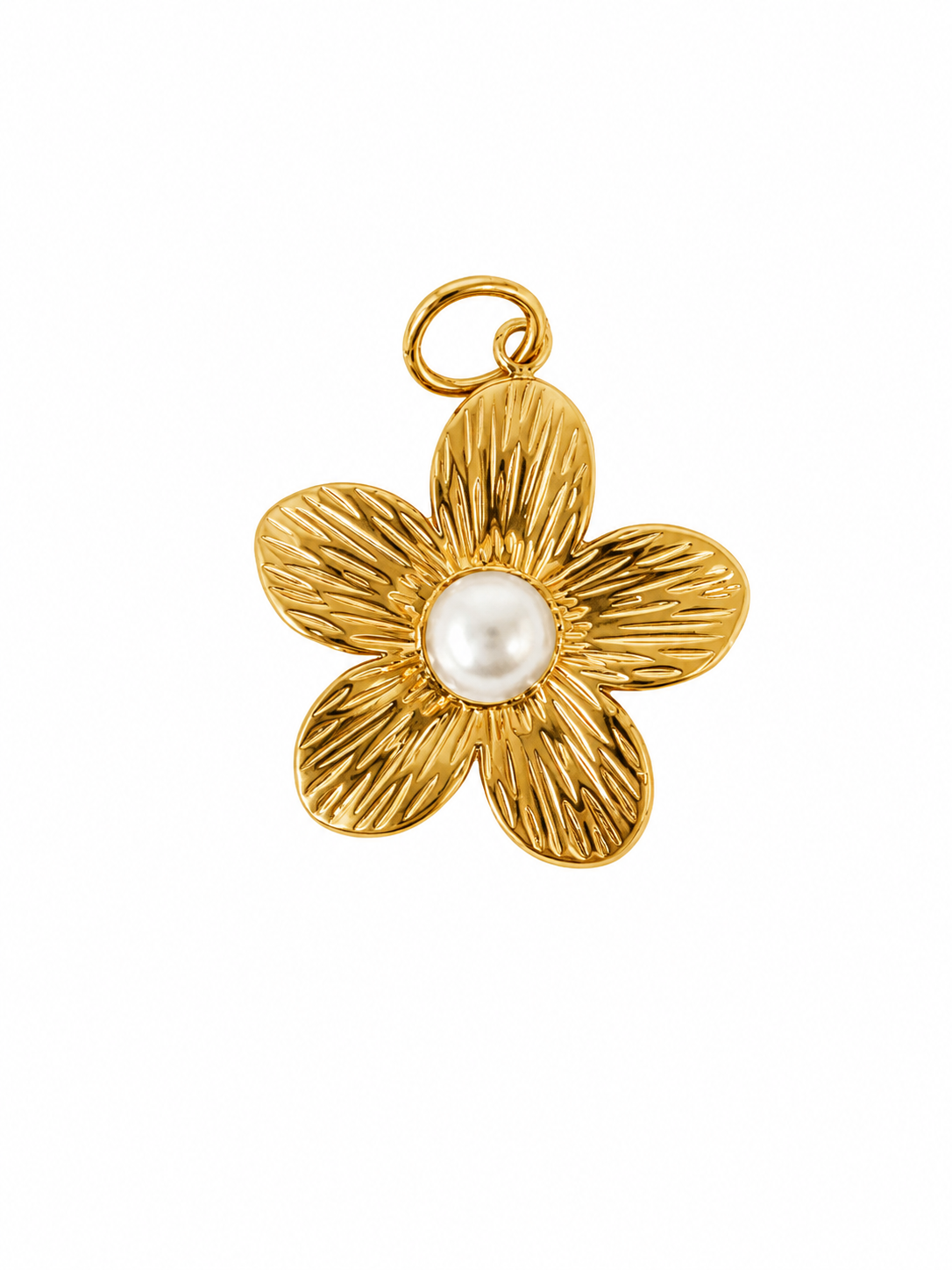 Flor dorada con perla