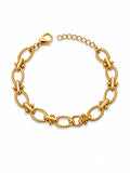 Pulsera Eslabon ovalo textura soga union 2 bolitas