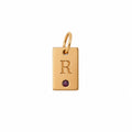 Placa inicial 'R' con gema rosa