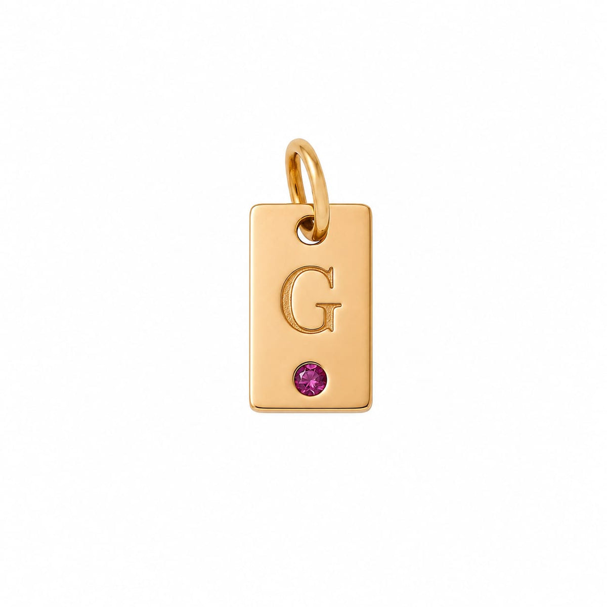 Placa inicial 'G' con gema rosa